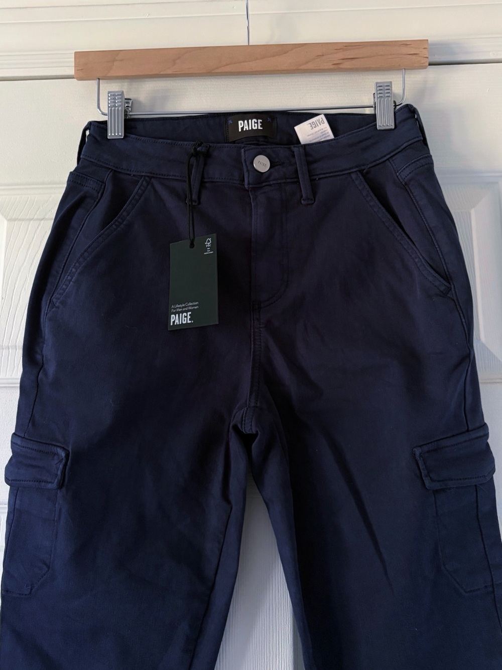 NWT PAIGE Jolie Cargo Pants Vintage Cosmic Navy High Rise Size 25 - Picture 6 of 10